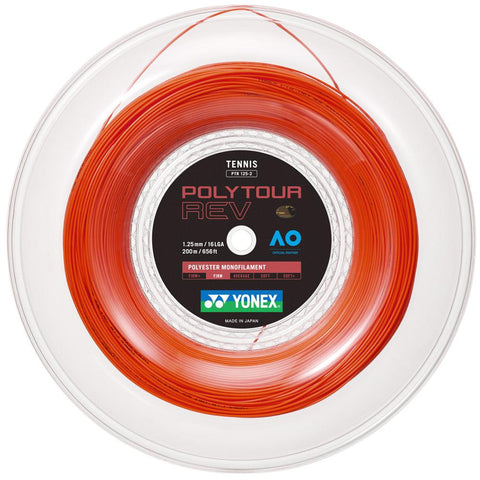 Yonex Poly Tour Rev 16L/1.25 Tennis String Reel (Bright Orange