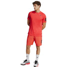 adidas Men's Club 3 Stripe Tee - Semi Lucid Red