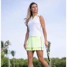 Lucky in Love Women's Electric Toile At Ease Sleeveless Polo - White/Lemon