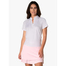 Lucky In Love Women's Deco Grid Tie Back Short Sleeve - White/Pink