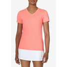 Fila Women's Essentials Short Sleeve V Neck Top - Fiery Coral