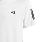 adidas Junior Club 3 Stripe Tee - White/Black