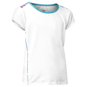 Fila Girl's Blue Wave Cap Sleeve Top - White