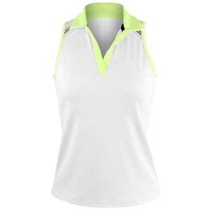 Lucky in Love Women's Electric Toile At Ease Sleeveless Polo - White/Lemon