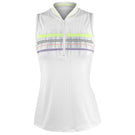 Lucky in Love Women's Electric Toile Between The Lines Zip Tank - White