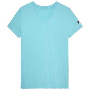 Fila Women's Essentials Short Sleeve V Neck Top - Blue Radiance