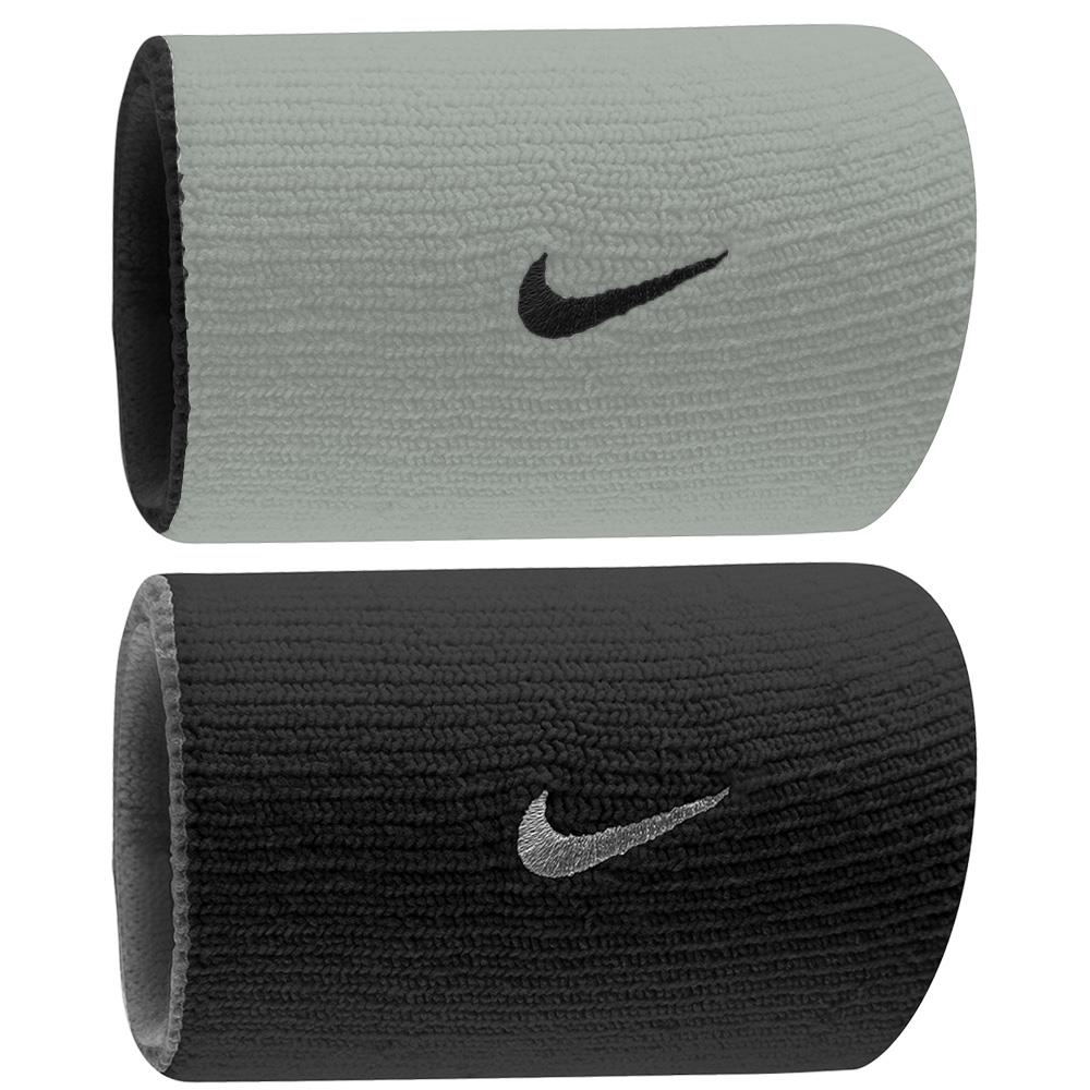 Nike Dri-Fit Doublewide Wristbands Home & Away 2 Pack - Black/Base Grey