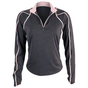 Sofibella Women's Shades of Pink Longsleeve 1/2 Zip - Black Melange