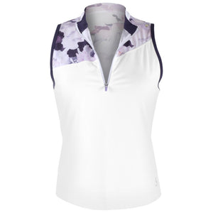 Sofibella Women's Lilac Dream Sleeveless Zip Polo - Cloud Cover