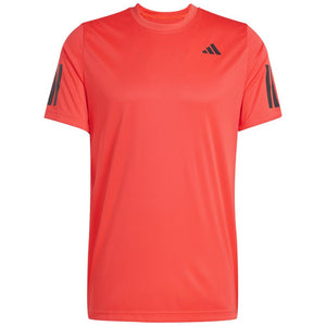 adidas Men's Club 3 Stripe Tee - Semi Lucid Red