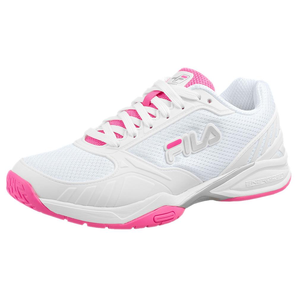 Fila shoes pink hot sale and white