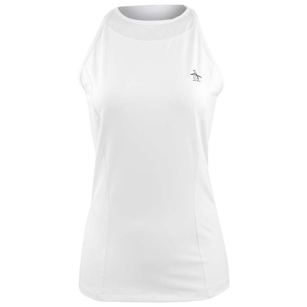 Penguin Women`s Sleeveless Illusion Mesh Back Tennis Tank with Shelf Bra